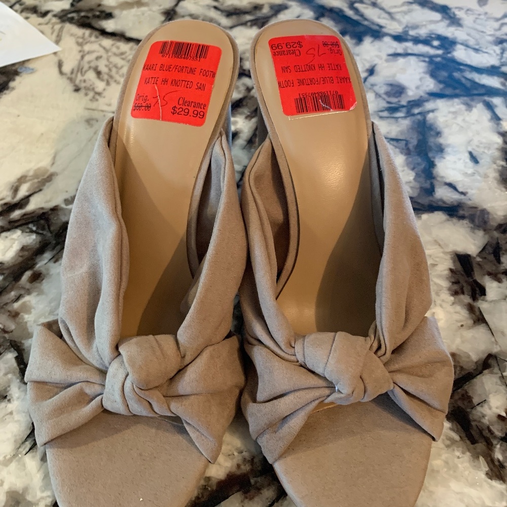 Kaari Blue knitted suede heels. Never worn .